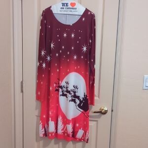 Festive Red Long Sleeve Dress